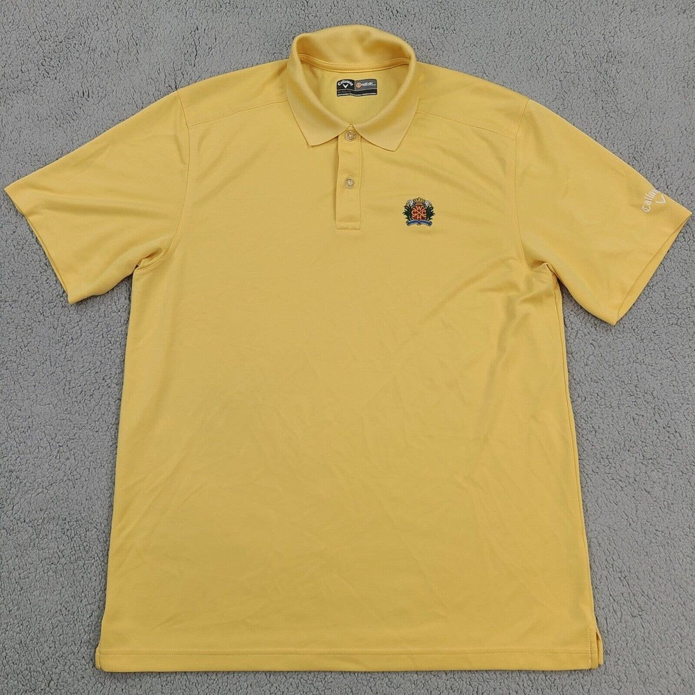 Callaway Golf Polo Shirt Men's XL‎ Yellow Opti-Dri Embroidered Short Sleeve